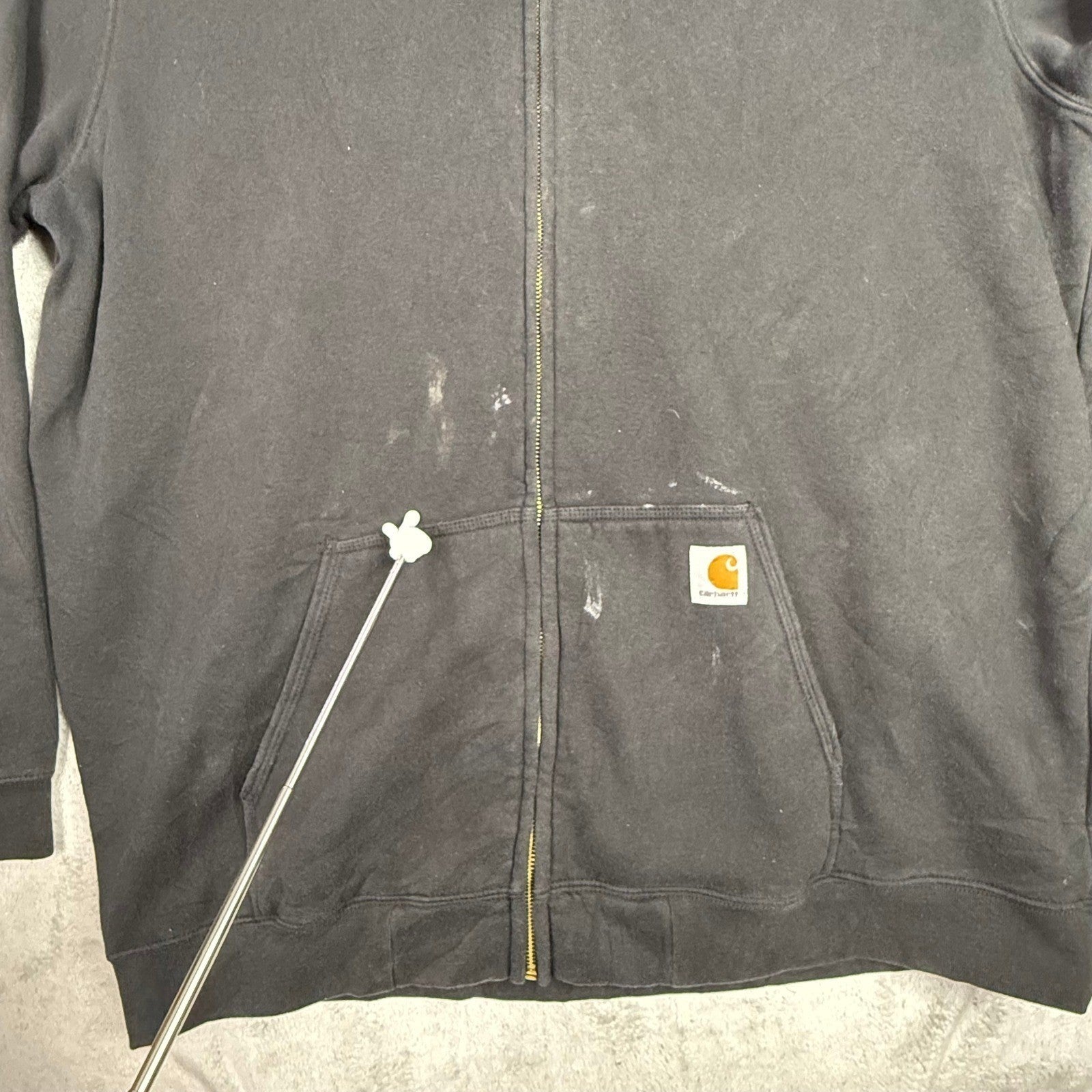 Carhartt Mens 2XL Loose Fit Black Zip Up Hoodie Workwear Durable