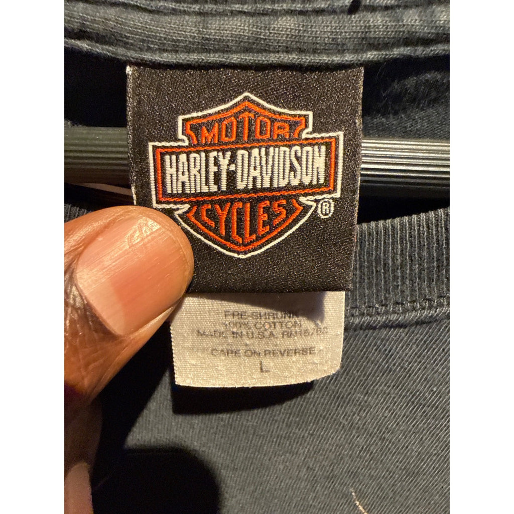 Harley-Davidson Willie G Skull Flame Long Sleeve Graphic T-Shirt Faded Black XL