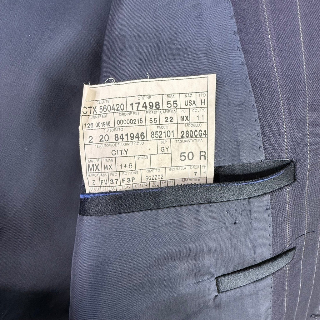 Z Zegna Mens Pinstripe Blazer Navy Blue Wool 2-Button Suit Jacket 50R 280CG4