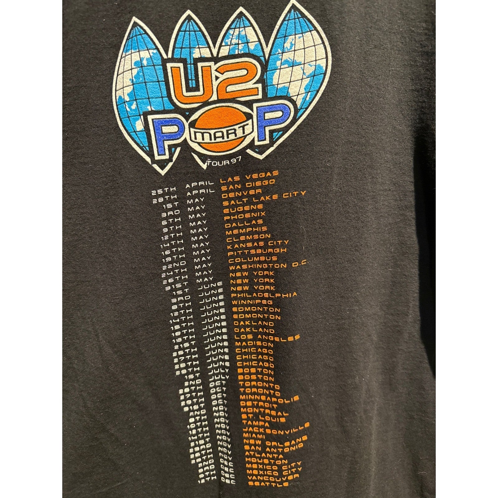 Vintage U2 Band T-Shirt Black Graphic Portrait Rock Music Tee Mens Large 21x28