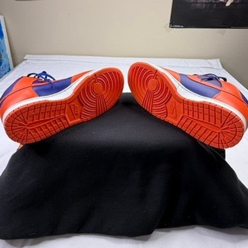Nike Dunk High Men Orange Blue Leather Sneakers Shoes Size 8