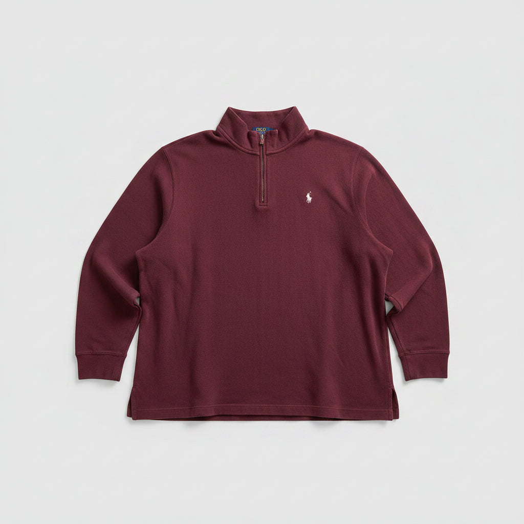 Polo Ralph Lauren Estate Rib Quarter Zip Pullover Burgundy Maroon Mens XXL