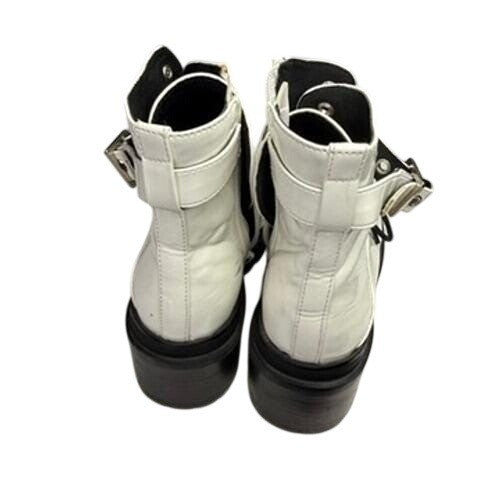 Jeffrey Campbell White Lace Up Buckle Boots Chunky Platform Lug Sole Size 7