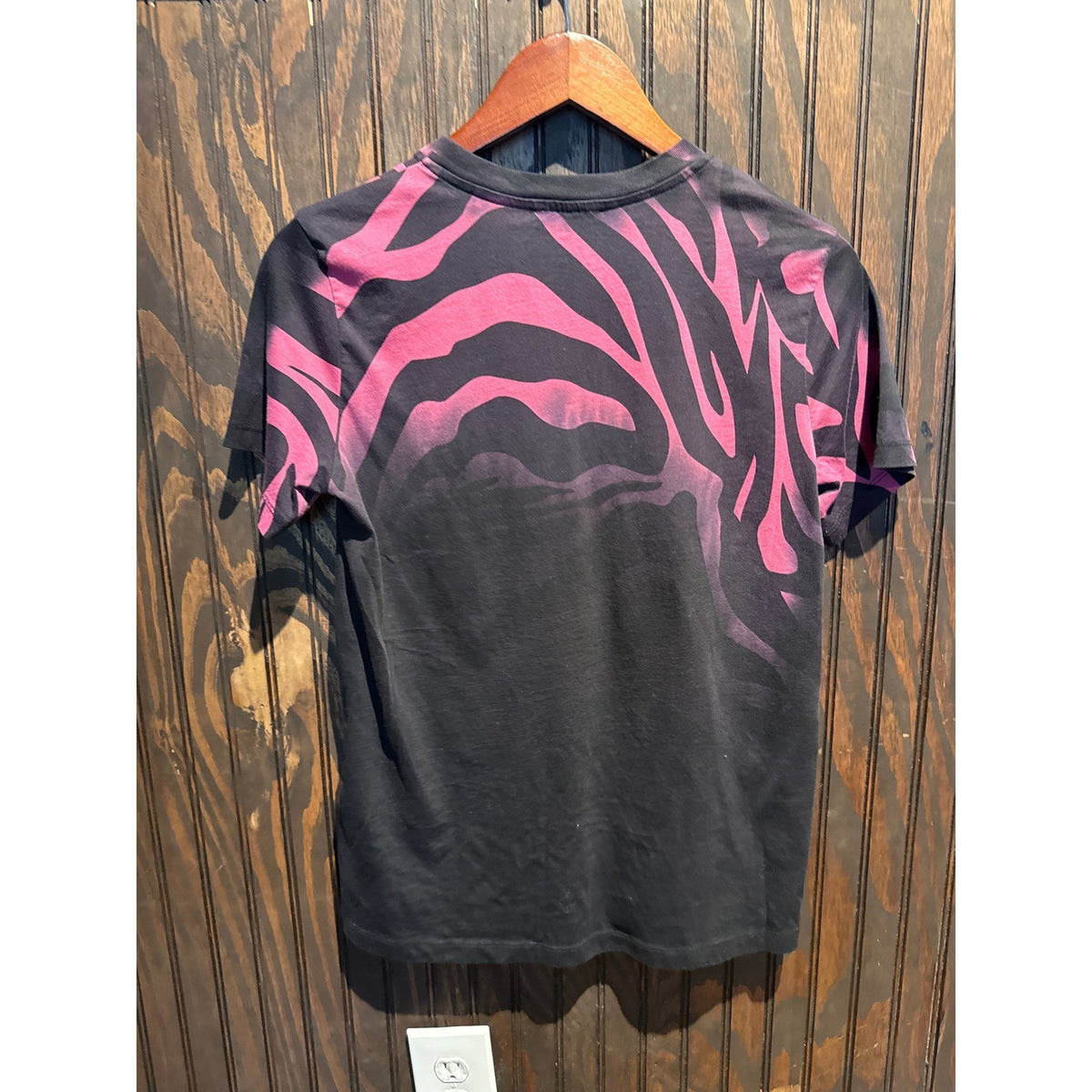 Diesel Mens Graphic T-Shirt Black Pink Zebra Patchwork Punk Crew Neck Tee S