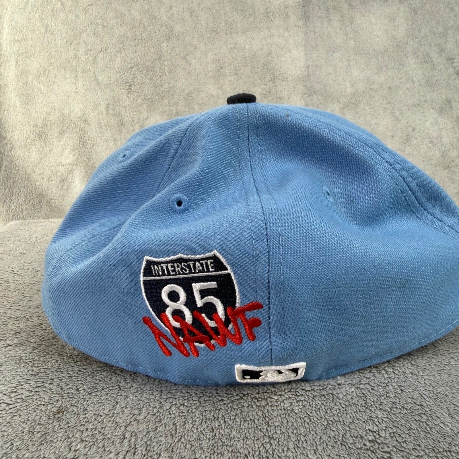 New Era Atlanta Braves Fitted Hat Size 7 1/2 Light Blue Interstate 85