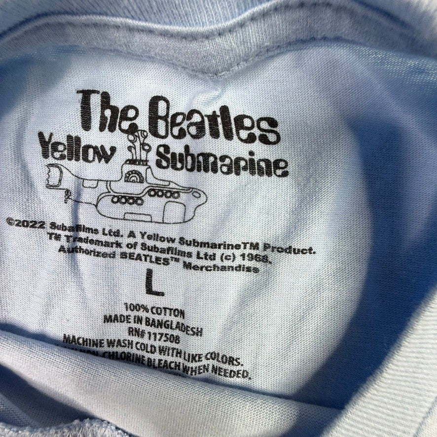 The Beatles Yellow Submarine Graphic T Shirt Blue Cotton Size L