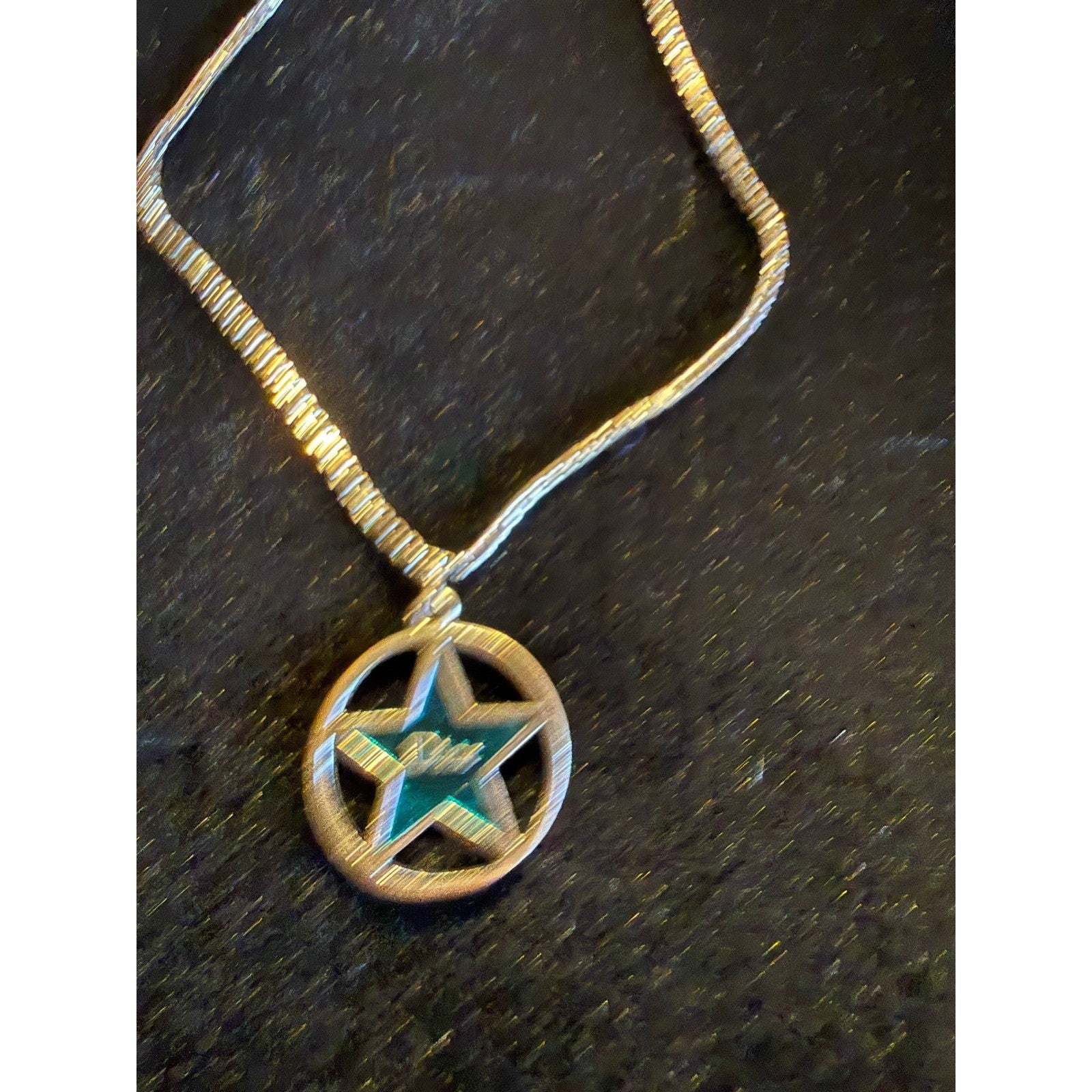 Christian Dior Vintage Gold Tone Teal Enamel Star Charm Bracelet CD Logo Pendant