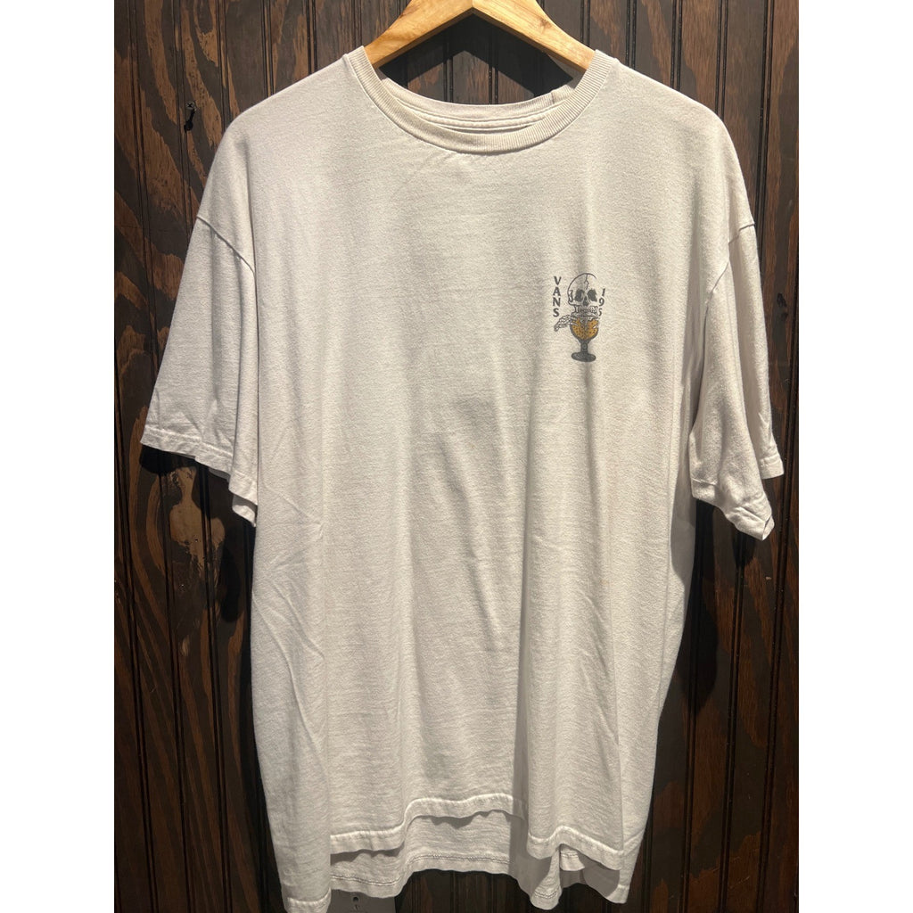 Vans Off The Wall Mens Graphic T-Shirt Off-White Skull Chalice 1966 Skate Tee