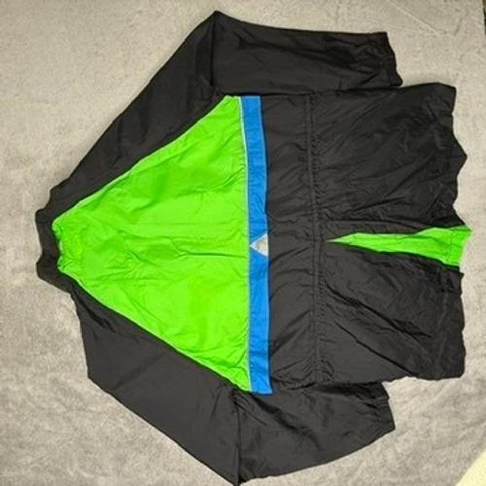 Reebok Sport Windbreaker Jacket Men's Size Medium Black Neon Green Blue