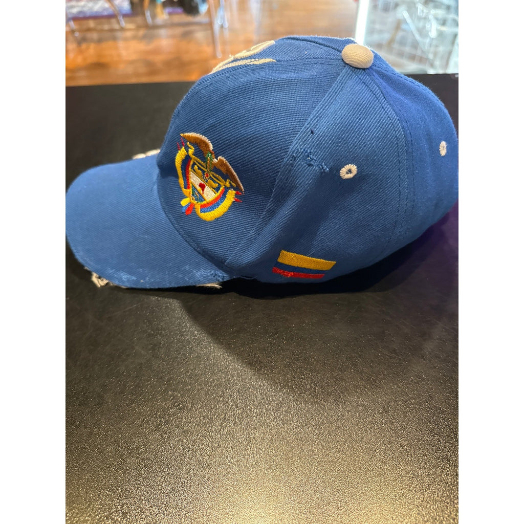Colombia National Heritage Blue Embroidered Baseball Cap Hat Coat of Arms Crest