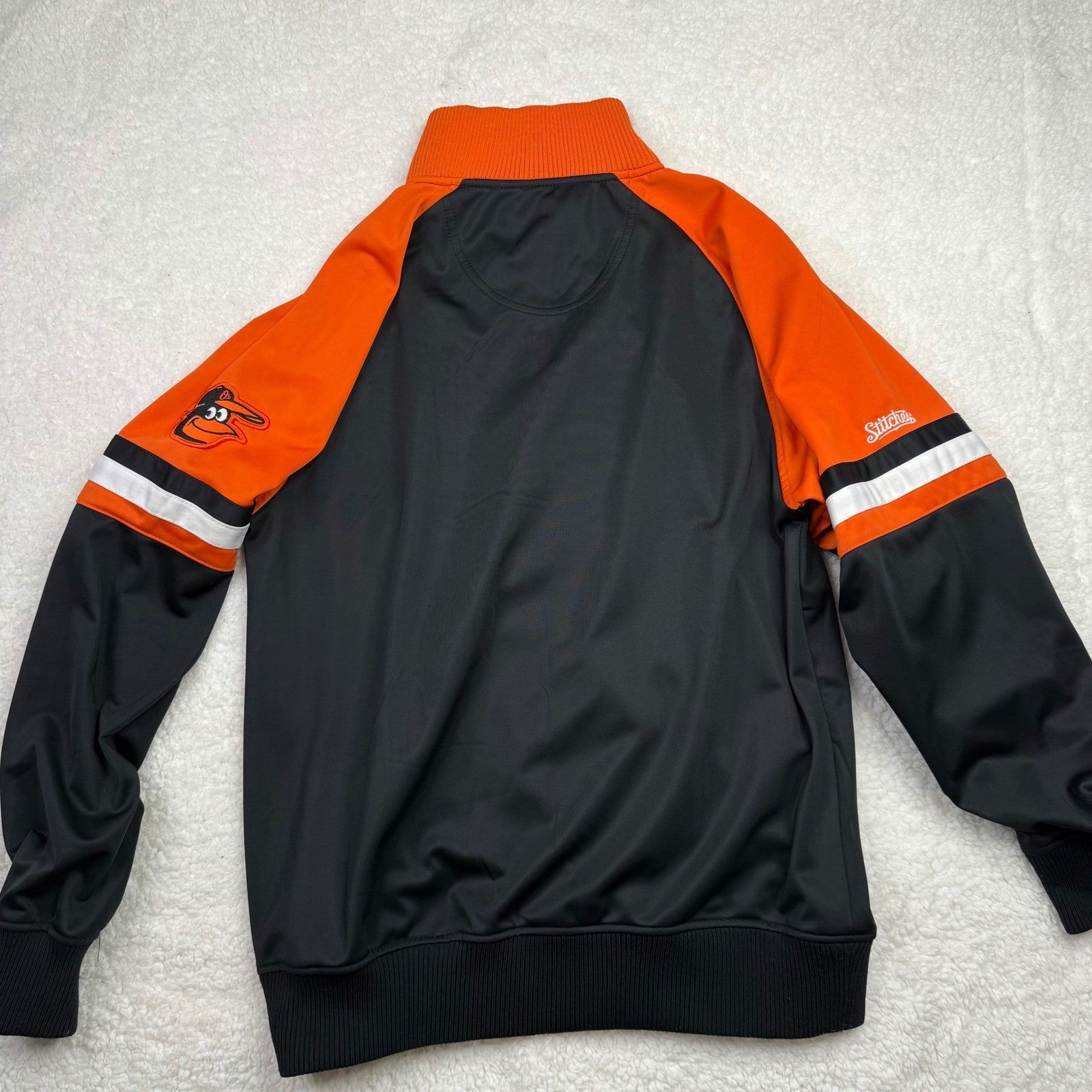 Baltimore Orioles Baseball Jacket Orange Black Full Zip Embroidered Logo Size L