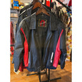 Vintage Italian Black Red Leather Bomber Jacket Racing Moto Style Full Zip Large  broken zipper