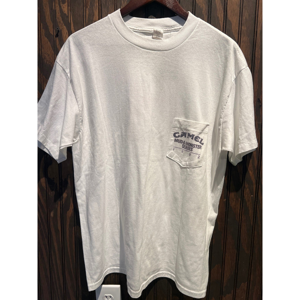 Vintage 1992 Camel Mud & Monster Series Pocket T-Shirt White Single Stitch