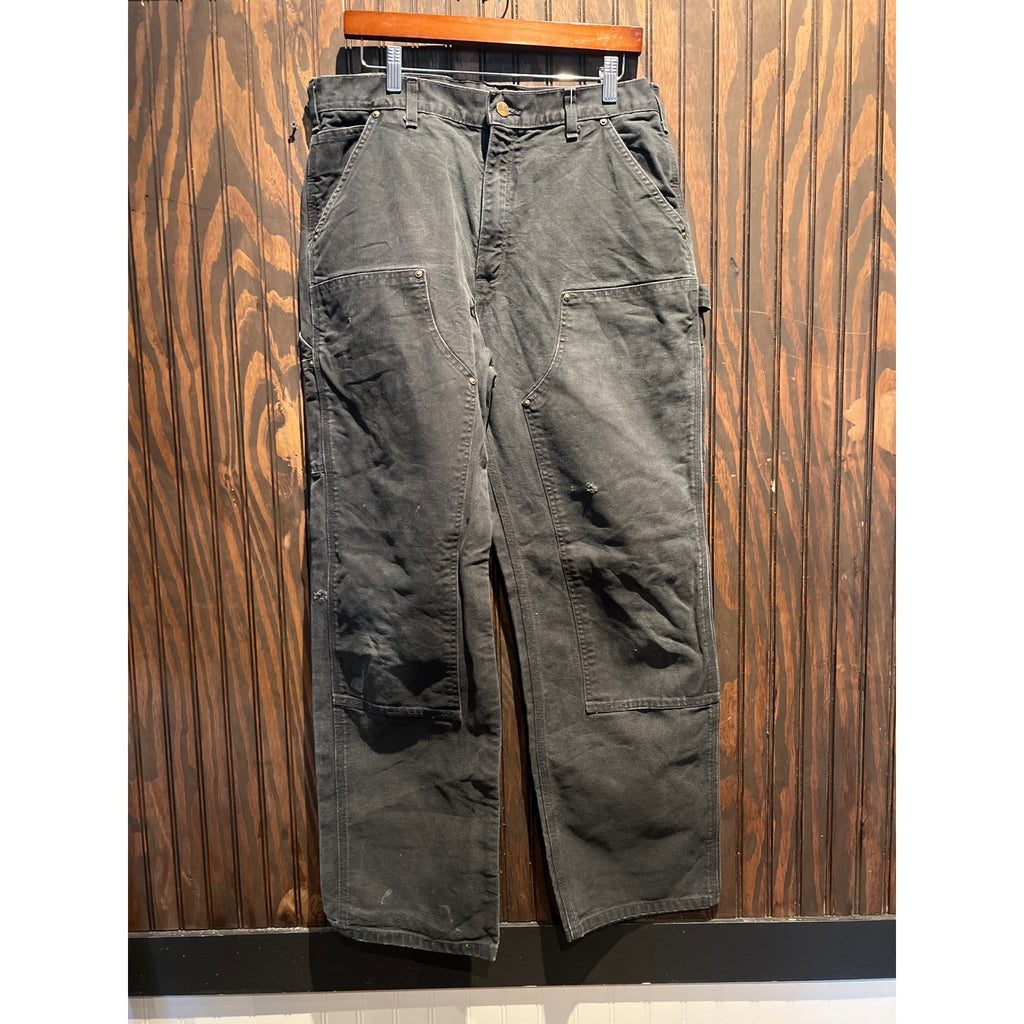 Carhartt B136 BLK Double Knee Work Pants Mens 34x32 Black Loose Fit Carpenter