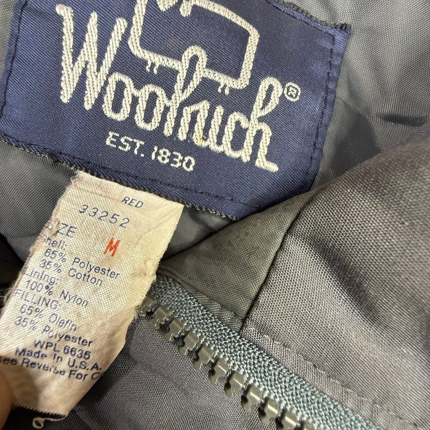 Woolrich Mens Red Grey Striped Zip Up Jacket Size Medium Windbreaker