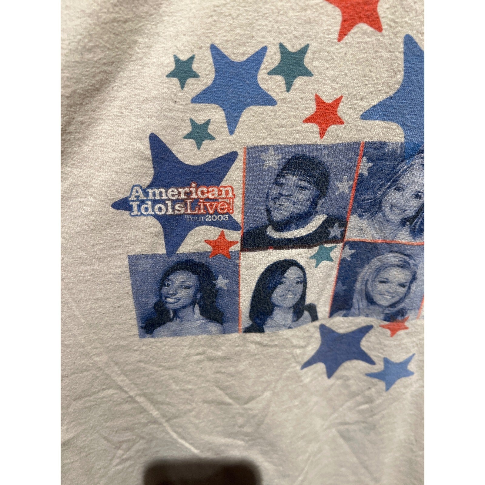 Vintage 2003 American Idol Season 2 Live Tour T-Shirt Cream Mens L Ruben Clay