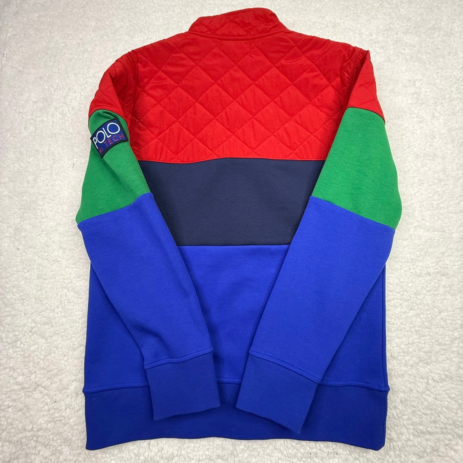 Polo Ralph Lauren Quilted Colorblock Quarter Zip Sweatshirt Rafting Club Mens M