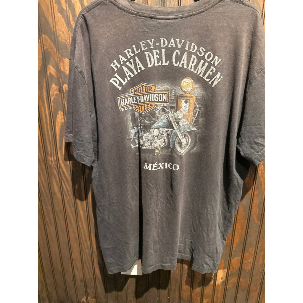 Harley Davidson Bulldog Biker Graphic T-Shirt Faded Black Mens XL 25x32 Vintage