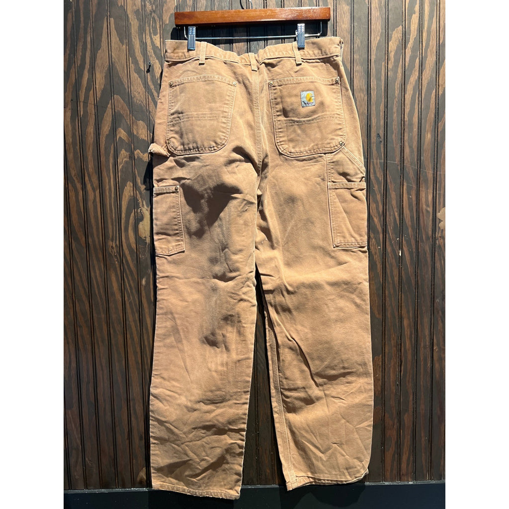 Carhartt B01 Loose Fit Double Front Work Dungaree Pants Brown Mens 34x32 USA