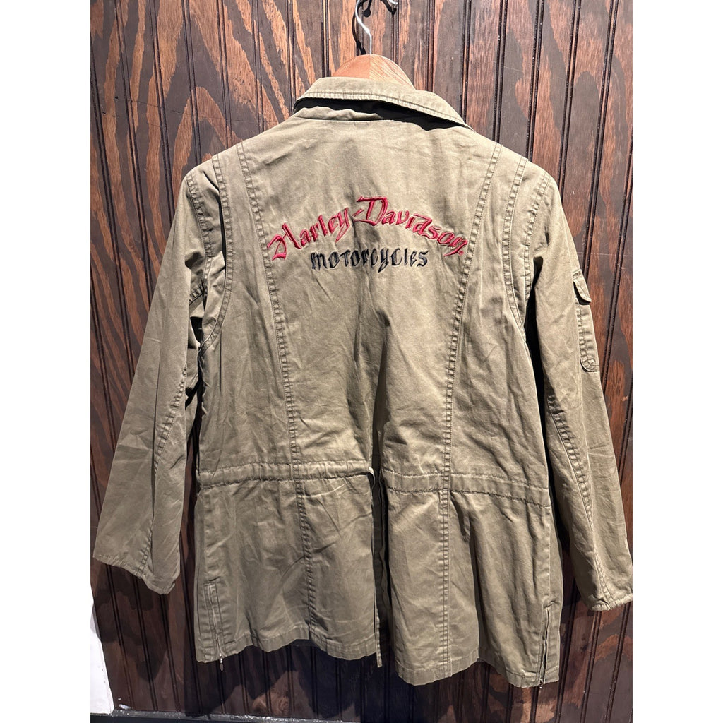 Harley-Davidson Mens Military Field Jacket Olive Green Cotton Utility Coat XL