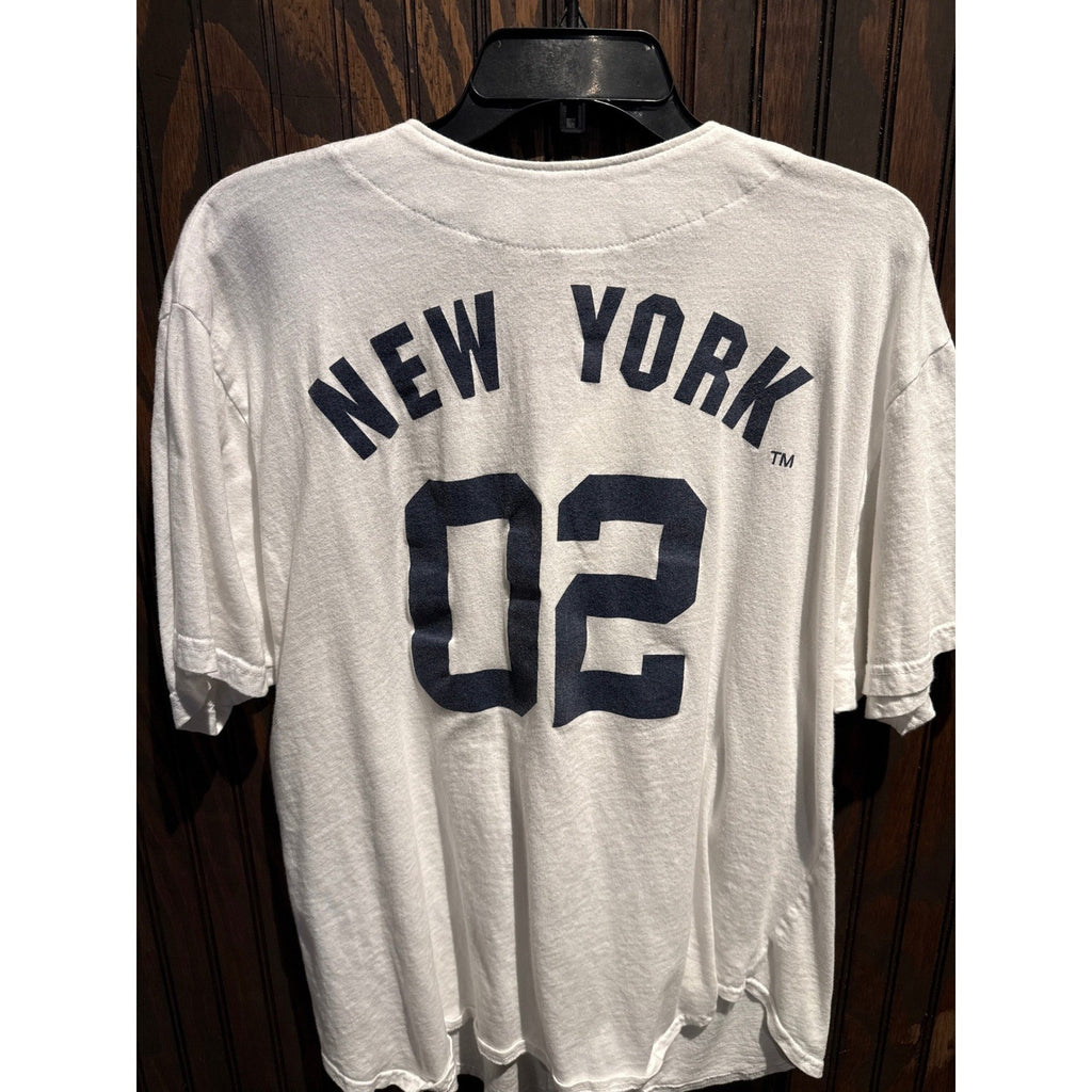Vintage New York Yankees MLB Baseball Jersey White Button Up V-Neck Mens XL 90s