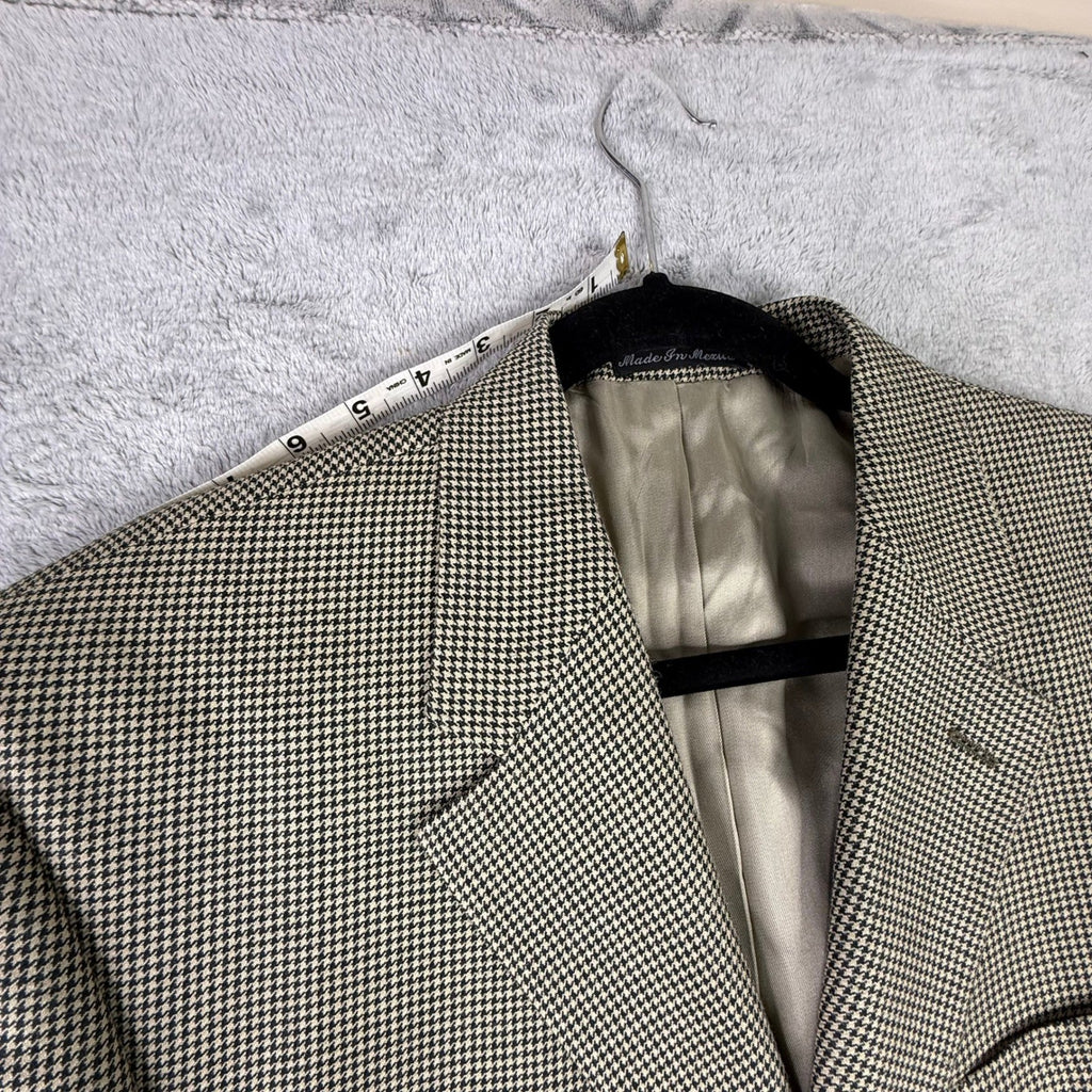 Lauren Ralph Lauren Mens Silk Wool Houndstooth 3 Button Blazer Sport Coat Tan48R
