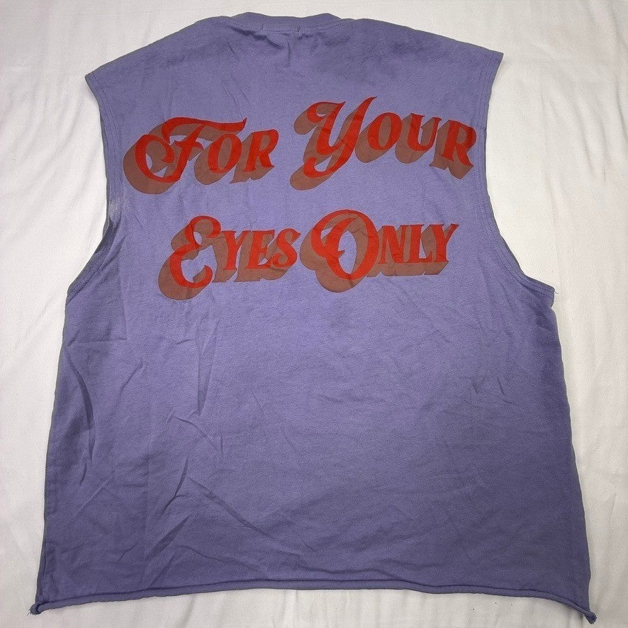 VEROS Graphic Muscle Tee Purple "BEEF ADISA" "For Your Eyes Only" Print M