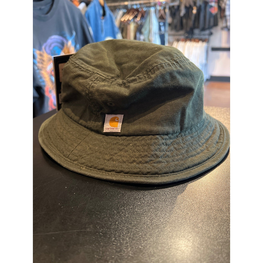 Carhartt WIP Script Bucket Hat Olive Green Ripstop Cotton Workwear Sun Hat NEW