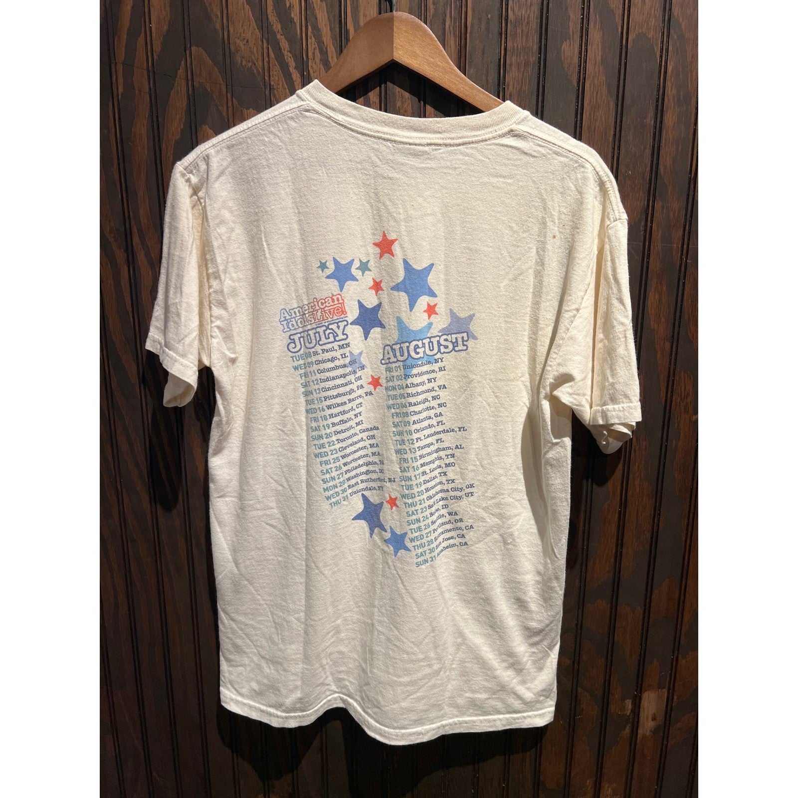 Vintage 2003 American Idol Season 2 Live Tour T-Shirt Cream Mens L Ruben Clay