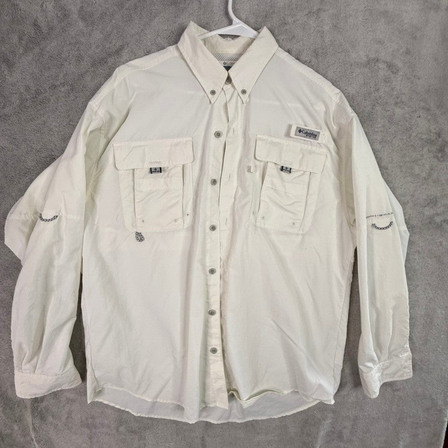 Columbia PFG Bonehead Fishing Shirt Long Sleeve White Men's M/M