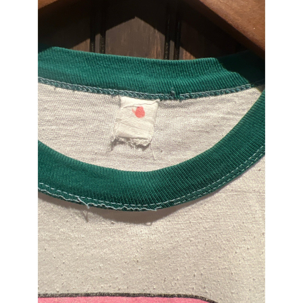 Vintage Datsun 240-Z Ringer T-Shirt White Green Distressed Automotive Graphic
