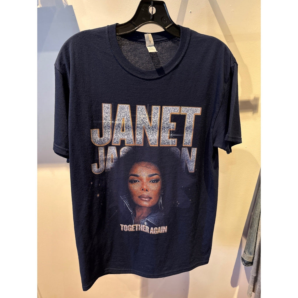 Janet Jackson Together Again Tour T-Shirt Navy Blue Graphic Concert Tee XL 18x28