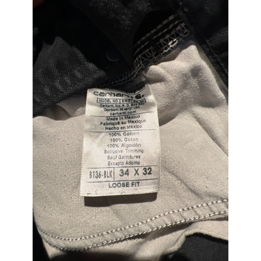 Carhartt B136 BLK Double Knee Work Pants Mens 34x32 Black Loose Fit Carpenter