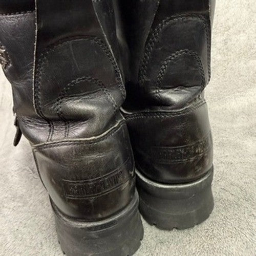 Harley Davidson Mens Black Leather Buckle Strap Motorcycle Boots Size 8 1/2