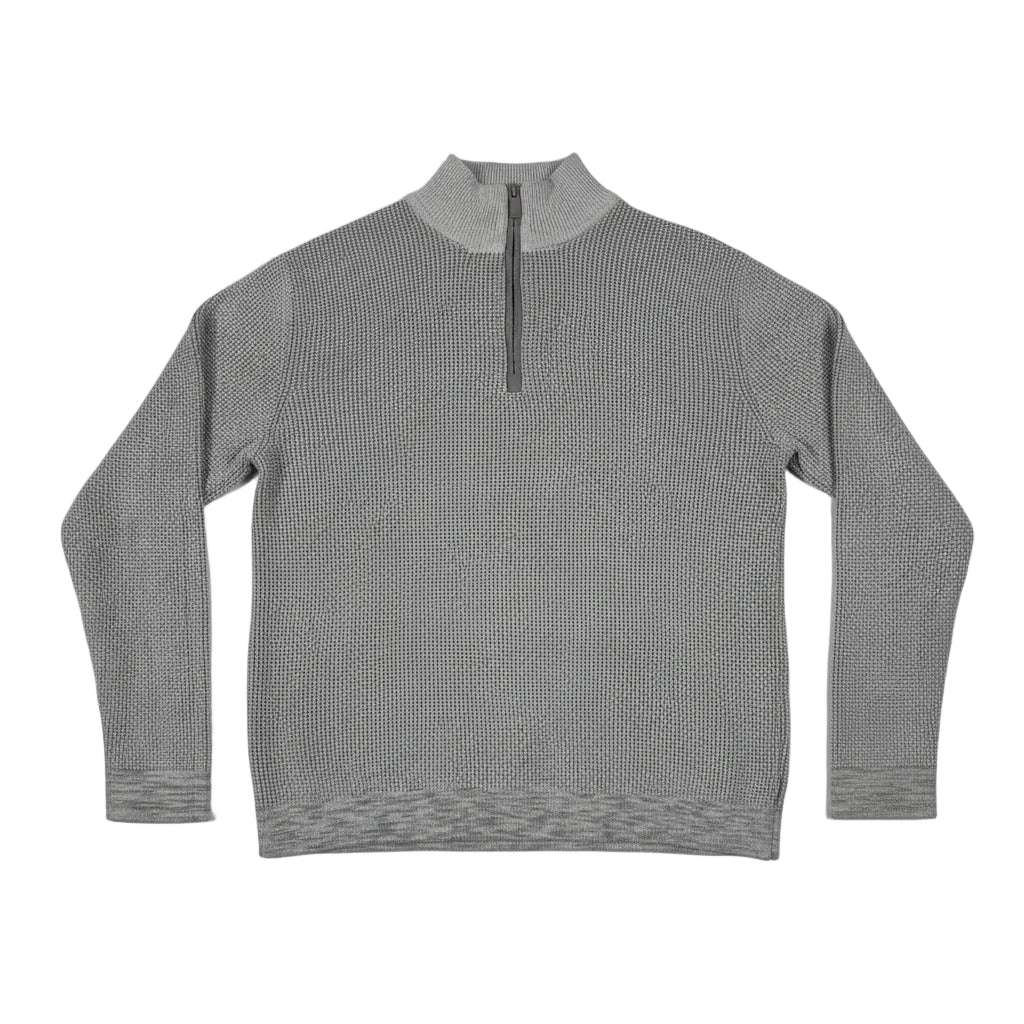 Y2k Calvin Klein Mens Grey Textured Waffle Knit Quarter Zip Sweater Pullover XL