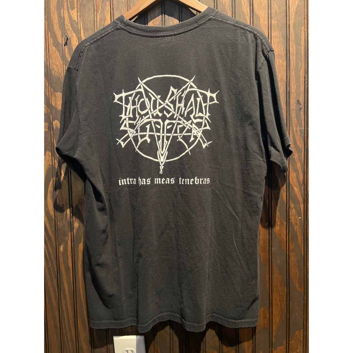 Thou Shalt Suffer Black Metal Graphic T-Shirt Yazbek Heavyweight Mens Large