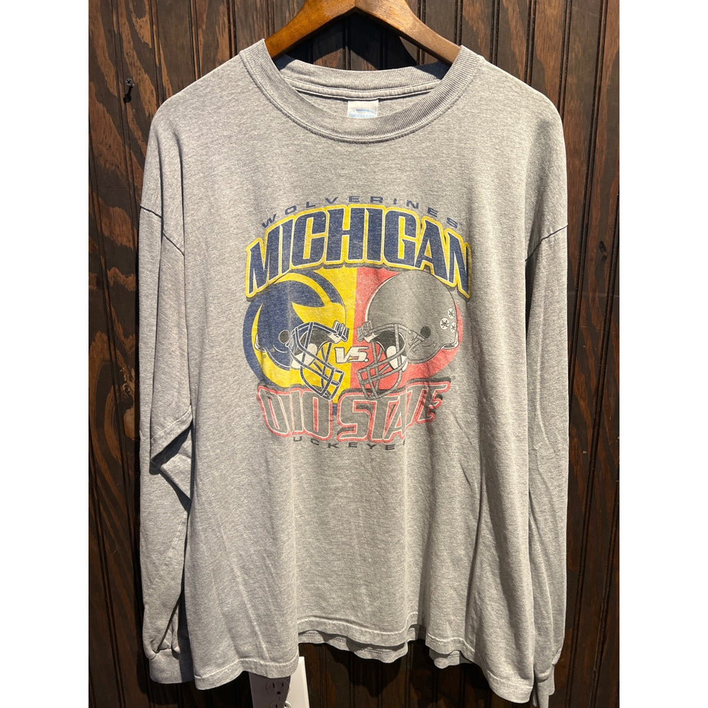 Michigan vs Ohio State Rivalry Long Sleeve Shirt Gray XL NCAA Football Graphic