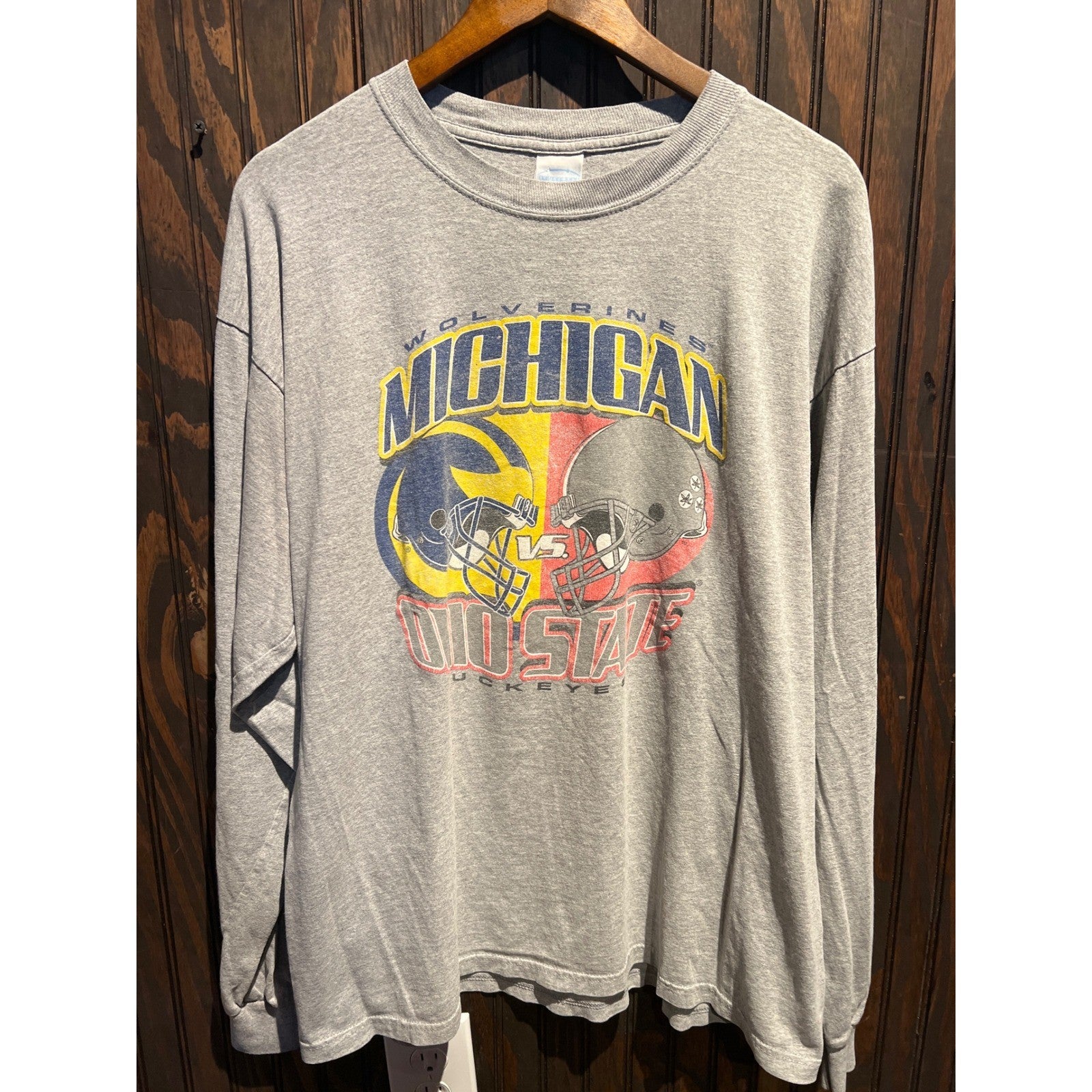 Michigan vs Ohio State Rivalry Long Sleeve Shirt Gray XL NCAA Football Graphic