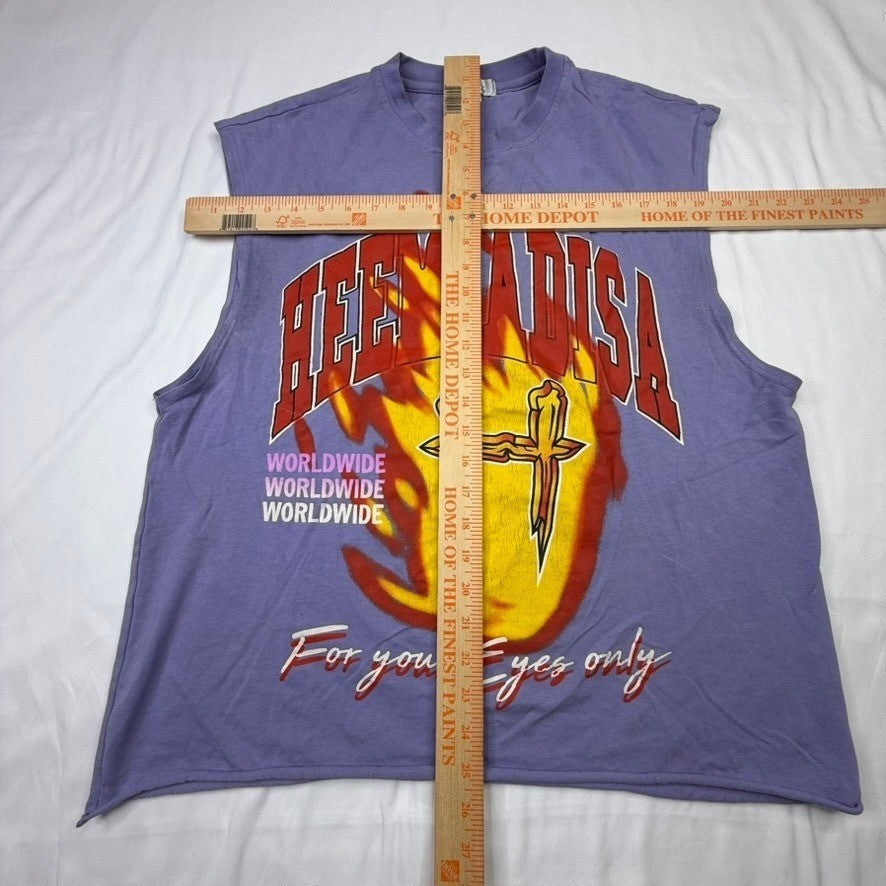 VEROS Graphic Muscle Tee Purple "BEEF ADISA" "For Your Eyes Only" Print M