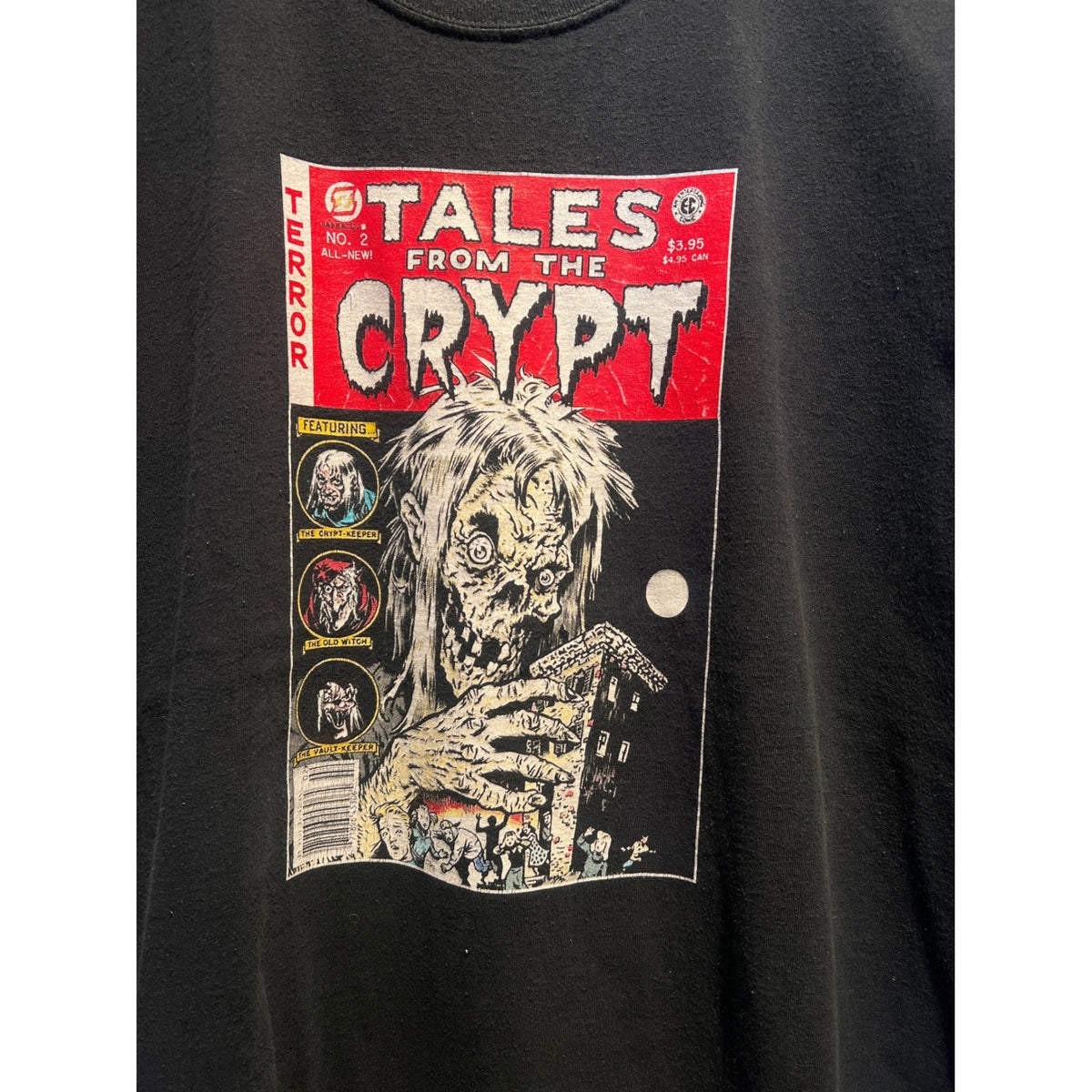Tales from the Crypt Comic Cover Graphic T-Shirt Black Horror Crypt-Keeper 27x29