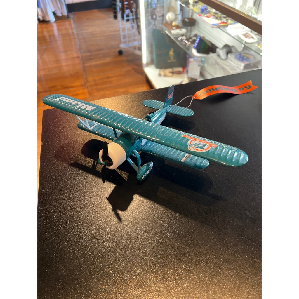 Miami Dolphins NFL Biplane Collectible Model Airplane Teal White Propeller Plane