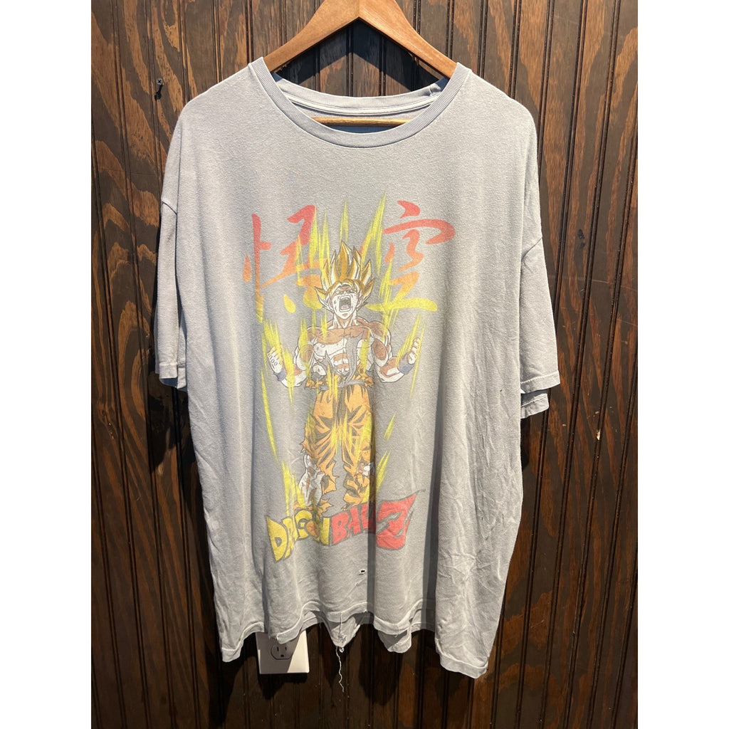 Vintage Dragon Ball Z Goku Graphic Tee Faded Grey Distressed Anime Shirt 2XL