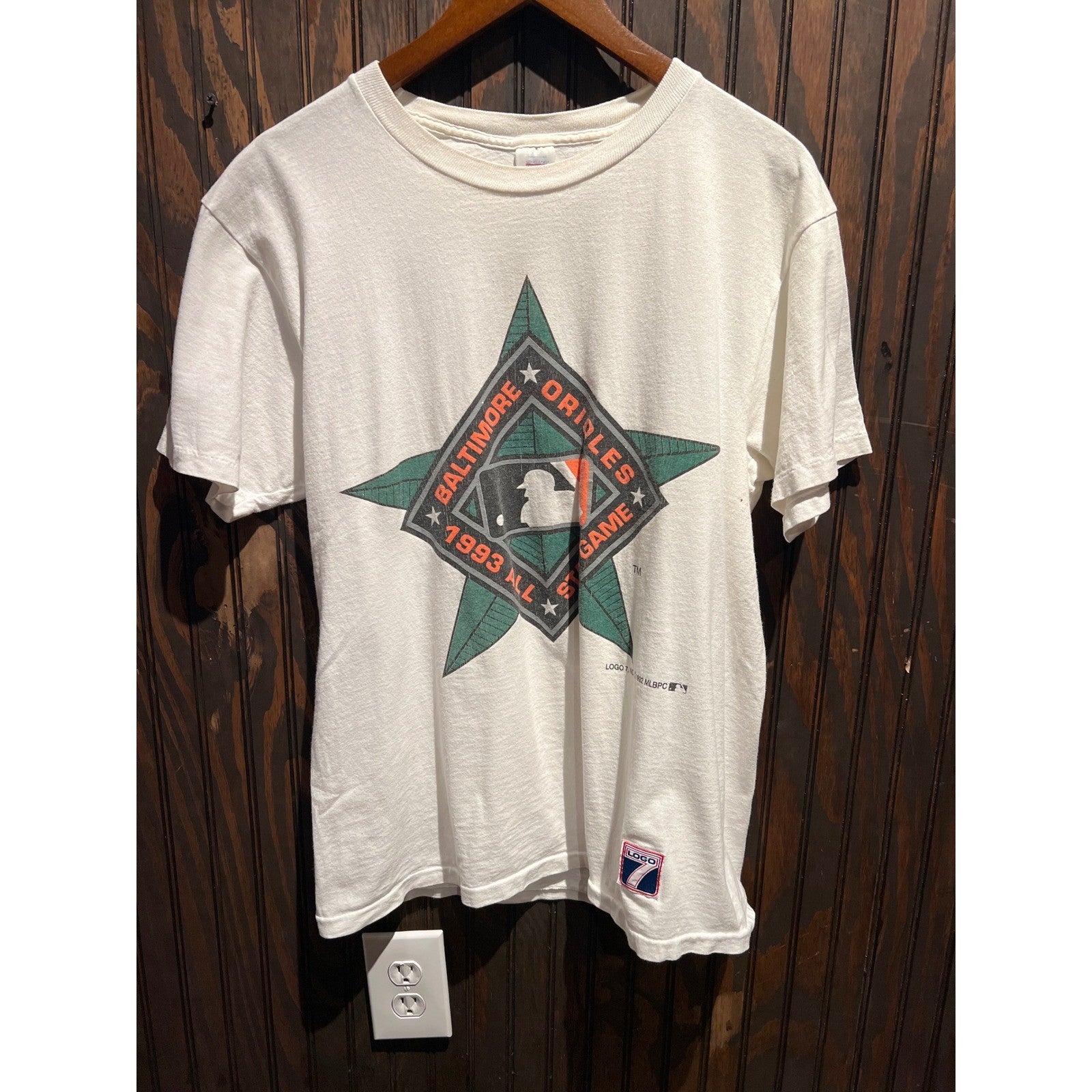 Vintage Logo 7 Baltimore Orioles 1993 MLB All Star Game T-Shirt White Large