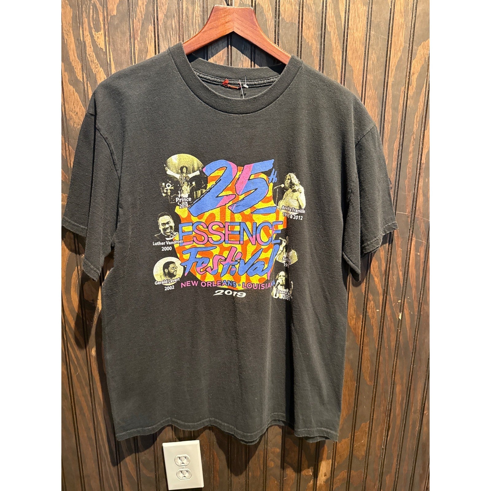 2019 Essence Festival 25th Anniversary New Orleans Prince Aretha Black T-Shirt