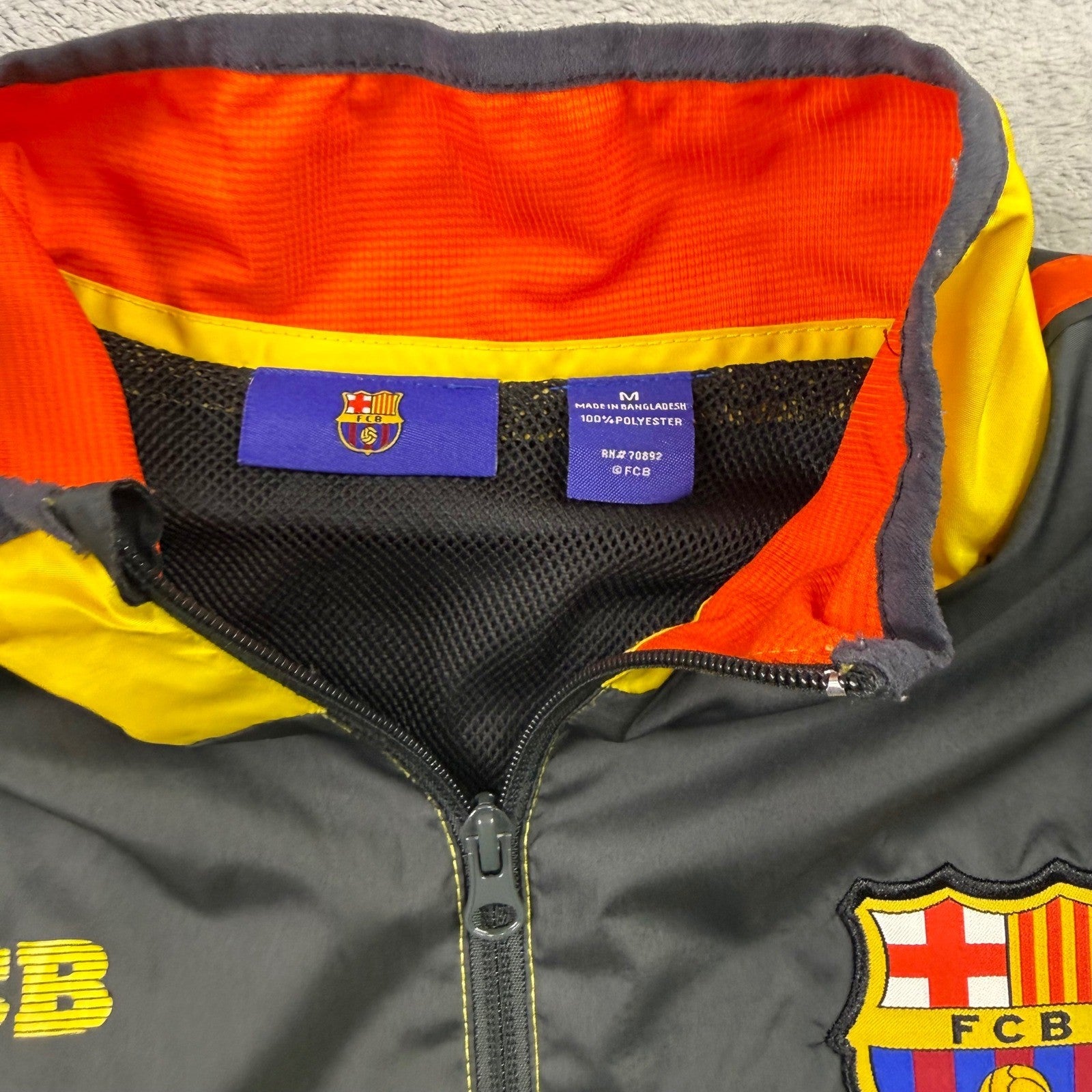 FC Barcelona Track Jacket Yellow Black Soccer Football Mens Size M