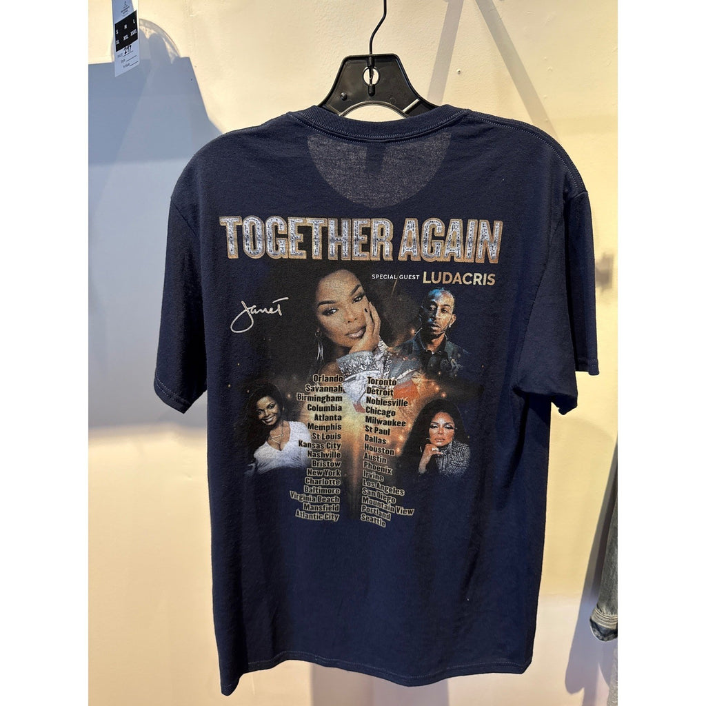 Janet Jackson Together Again Tour T-Shirt Navy Blue Graphic Concert Tee XL 18x28
