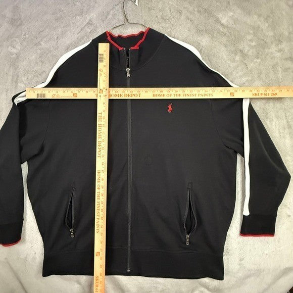 Polo Ralph Lauren Mens Track Jacket Black Red White Stripe Big Tall 3XB