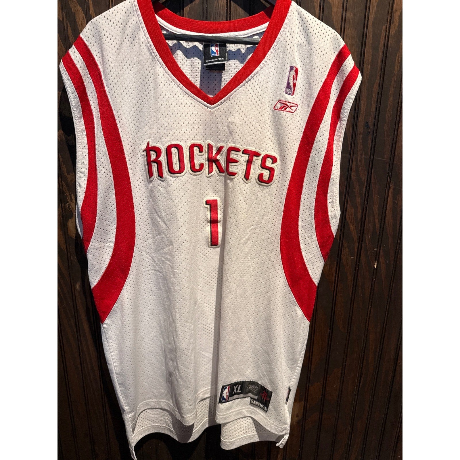 Reebok Houston Rockets Tracy McGrady 1 NBA Jersey White Stitched Mens XL +2