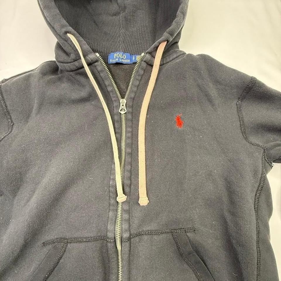 Polo Ralph Lauren Men's Charcoal Gray Full Zip Hoodie Red Pony Logo Size M