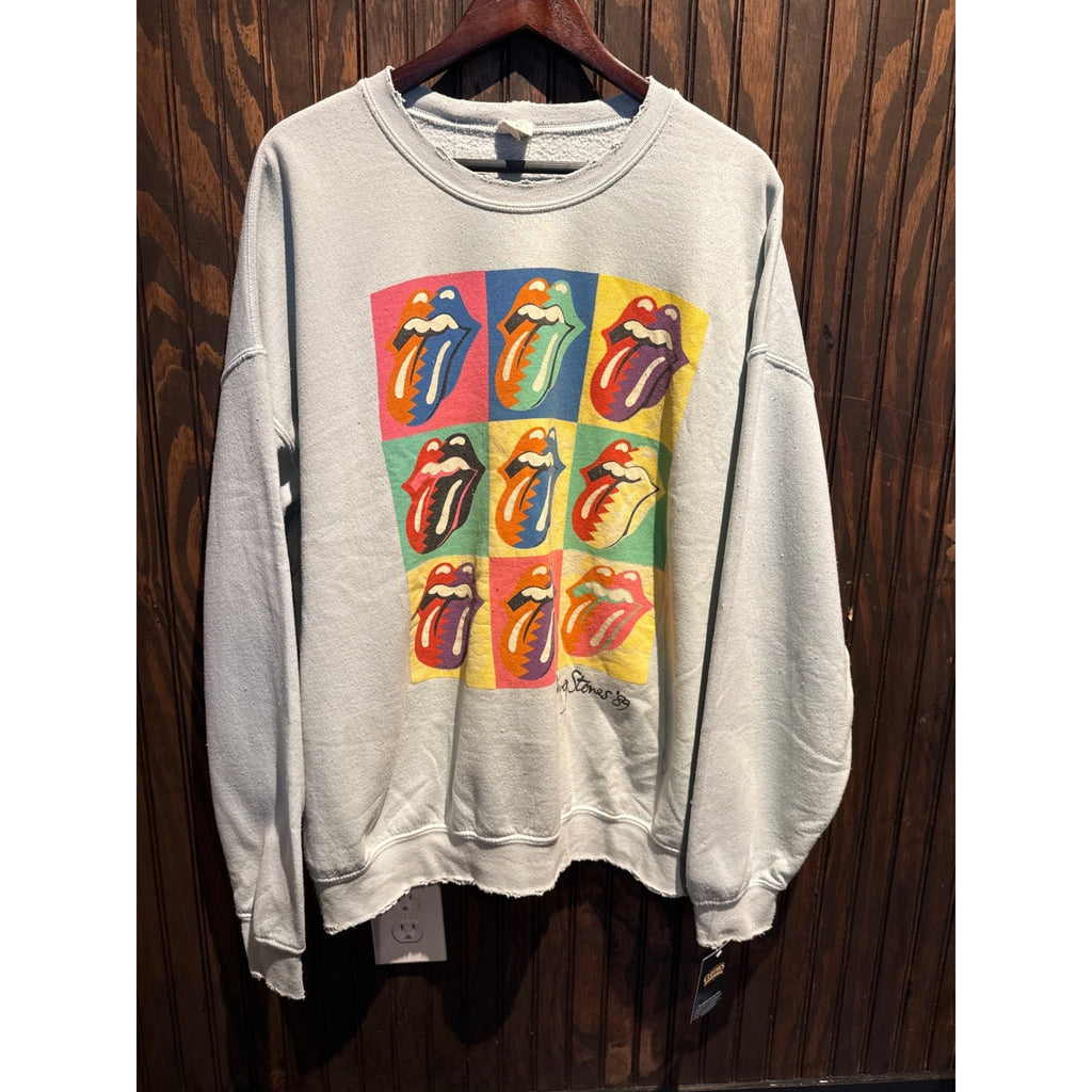 Vintage 1989 Rolling Stones Steel Wheels Tour Sweatshirt Gray Pop Art Tongue L